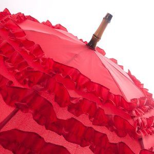 FiFi Rouge Parasol Red Victorian Ruffle Umbrella